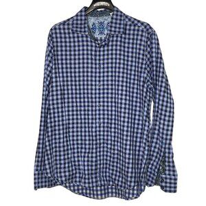 Robert Graham Plaid Check Button Down Shirt Flip Cuff Sz XL Classic Fit Cotton